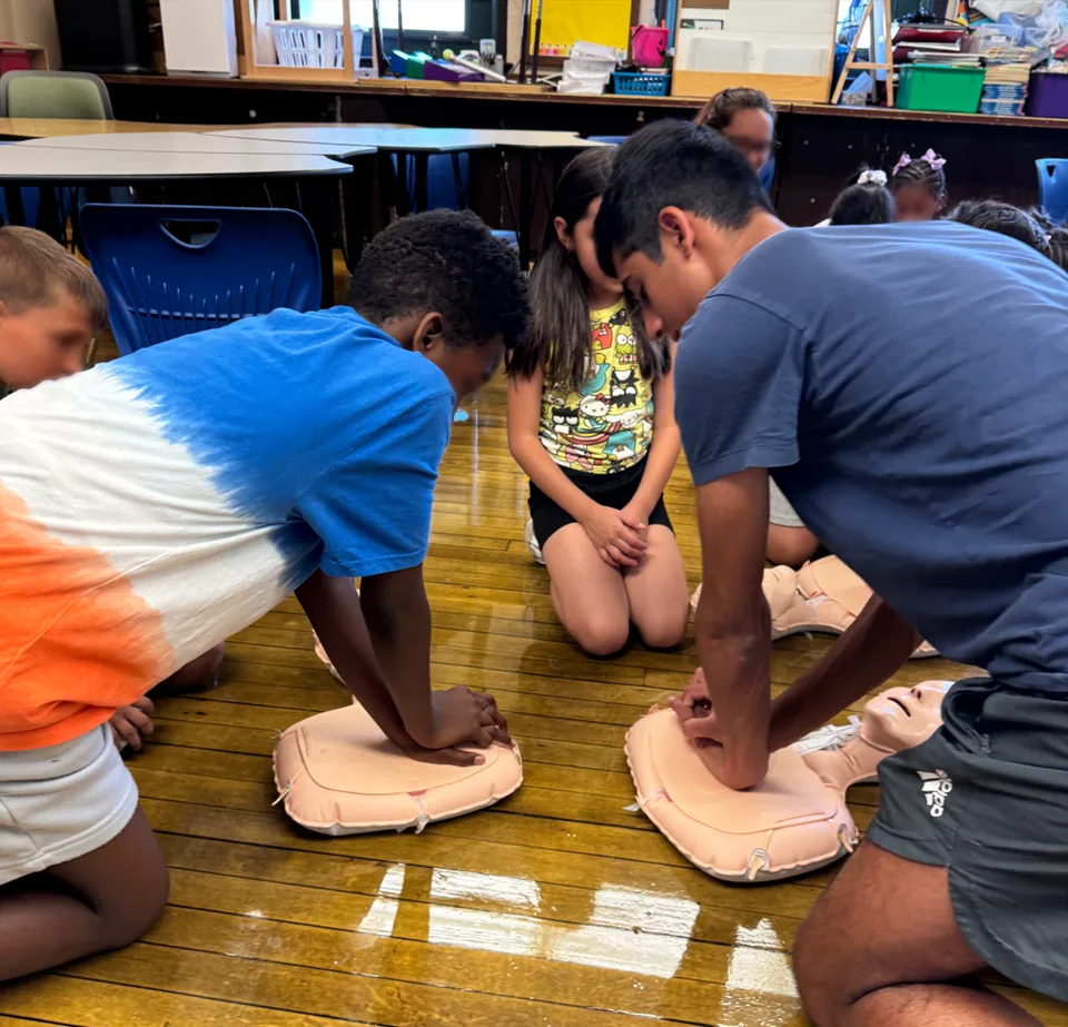 Jay Manadan demonstrating CPR